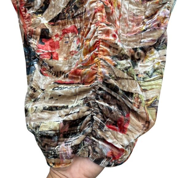 Vintage CLIO Women's Velvet Ruched Top Long Sleeve V Neck Graphic Retro Y2K M - Picture 5 of 7